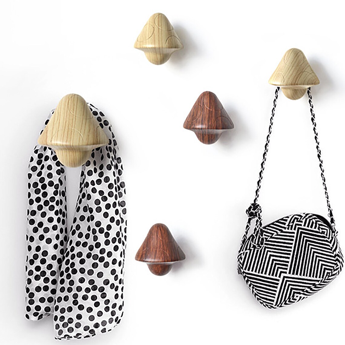 Modern Mushroom Wall Hooks Solid Wood Decorative Wall Hooks Etsy