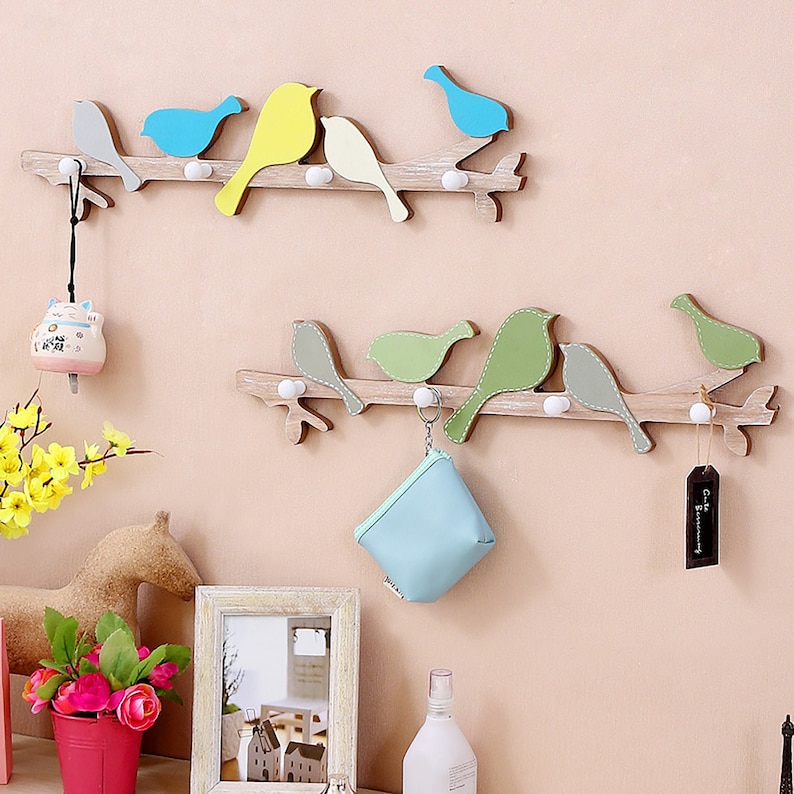 Cute Wooden Bird Towel Hooks Wall Hangers Hat Classic Cheap sale Keys Door