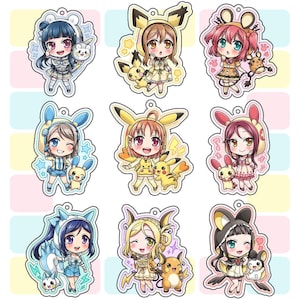Love Live!xPokemon Acrylic Charms Aqours Hoodie Ver.