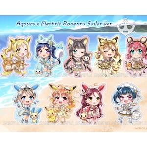 Love Live!xPokemon Acrylic Charms Aqours Sailor Ver.