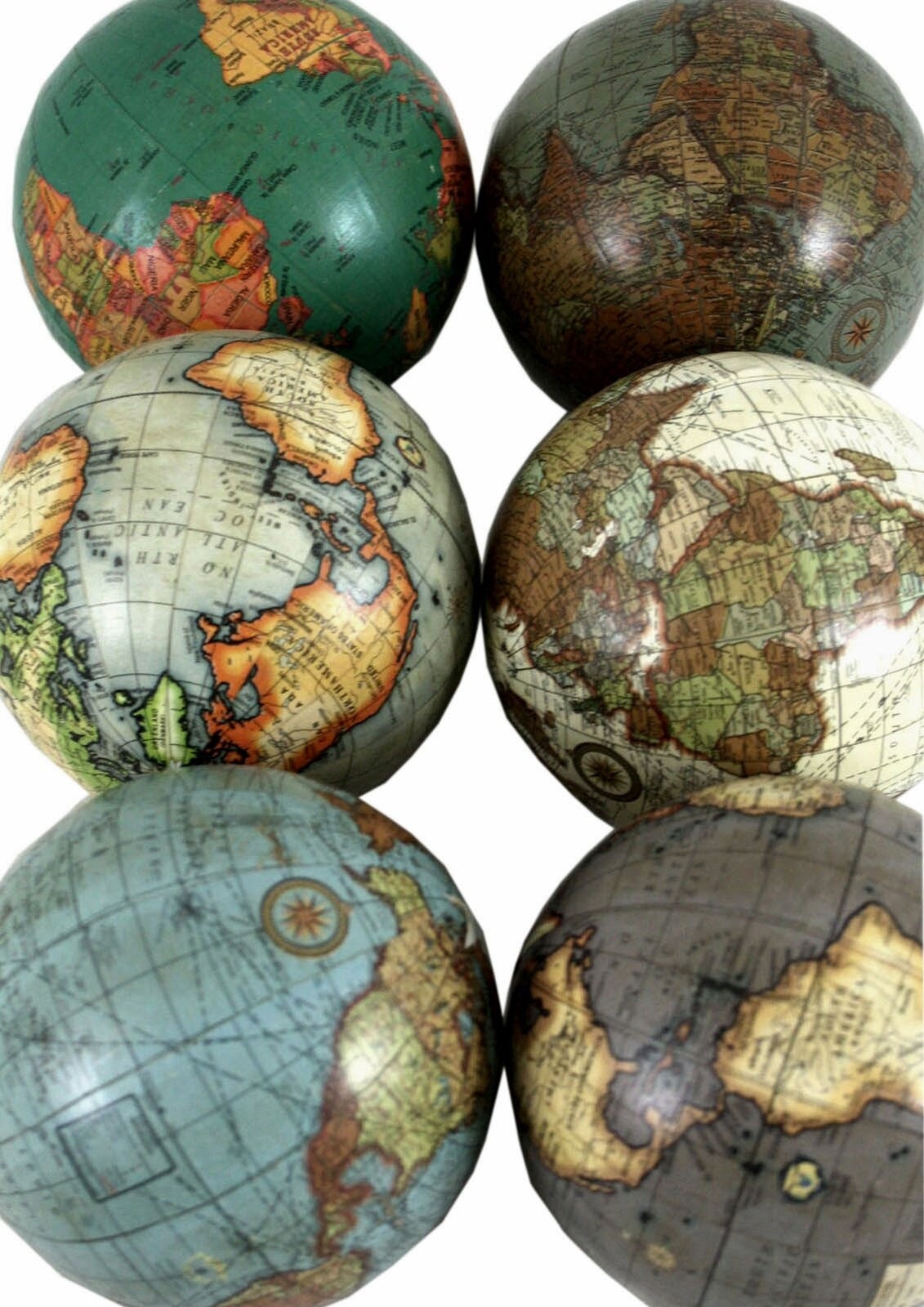Set of 6 Small 3 Inch Decorative Globes In Assorted Colours Etsy