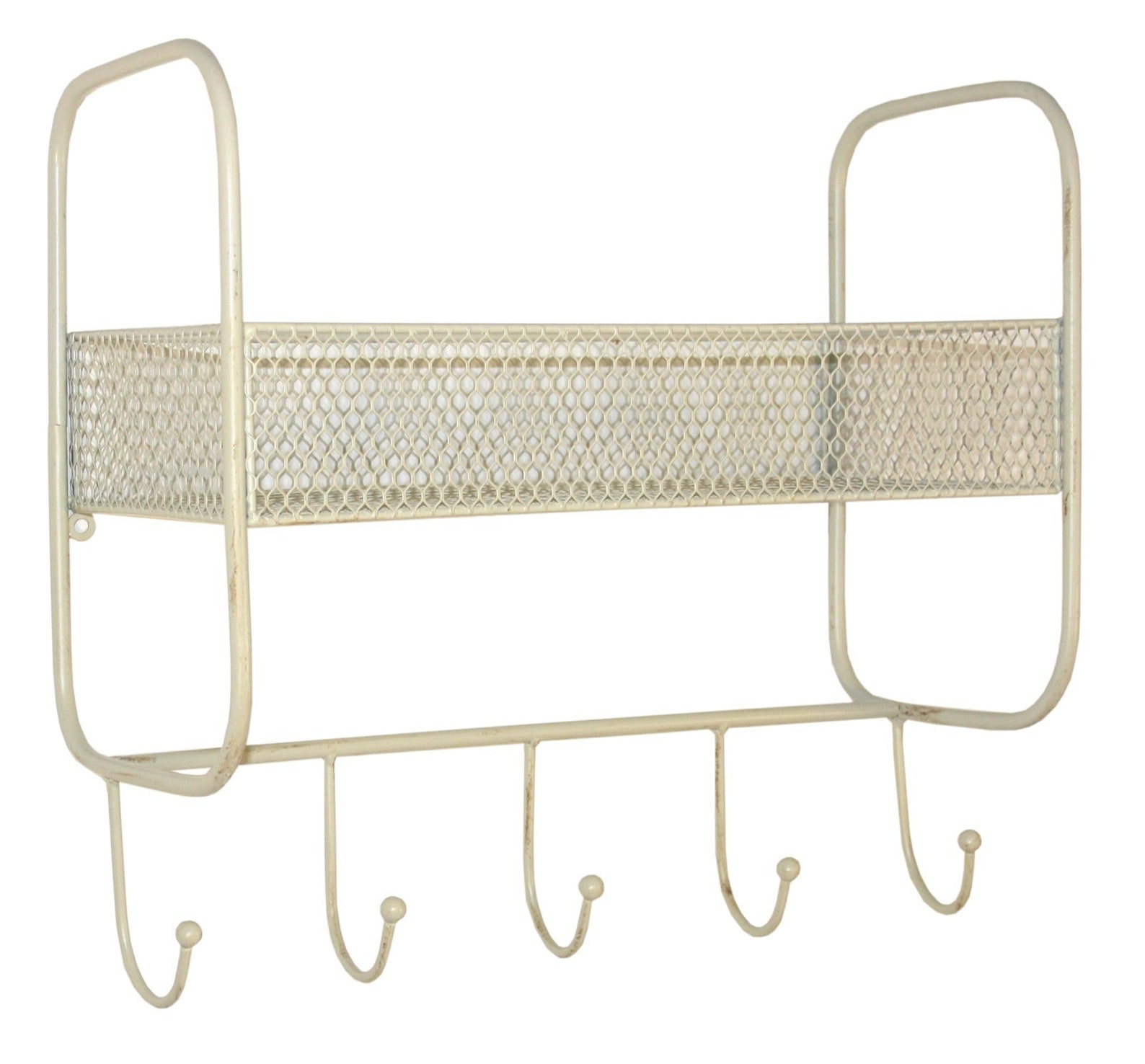 Industrial Cream Wall Shelf With Rail Mesh Storage Shelf Towel Etsy UK