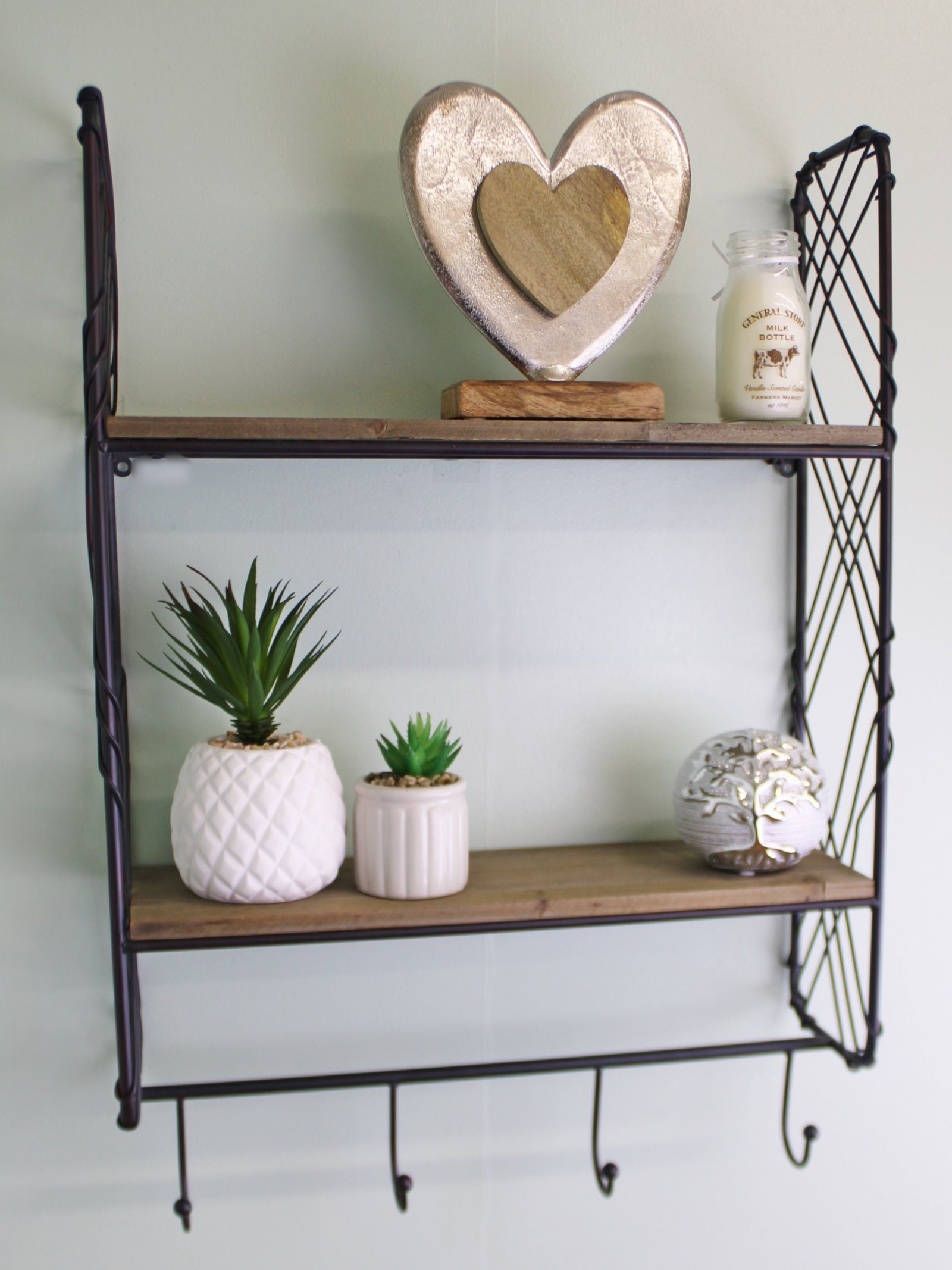 Industrial Style Wall Shelving Unit With Coat Hooks Rustic Etsy UK