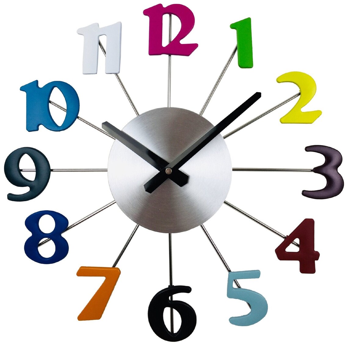 Bright Quirky Multicoloured Clock 38cm Kitchen Living Kids Etsy