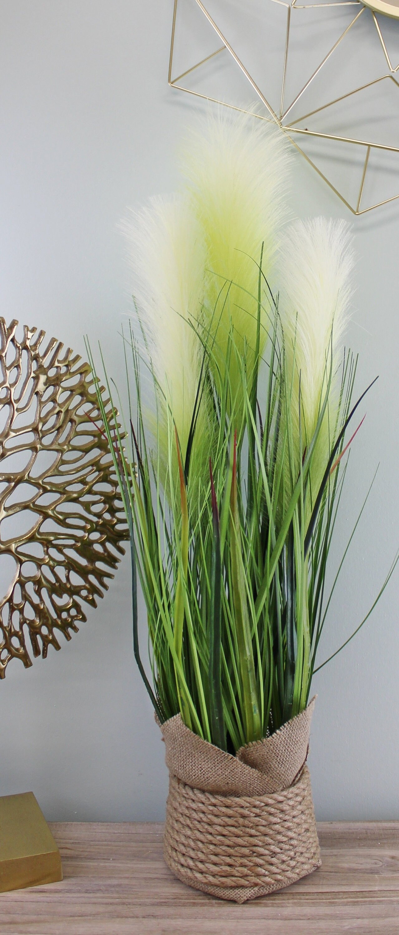 Stunning Tall Standing Faux Pampas Grass Display in a Hemp Etsy UK