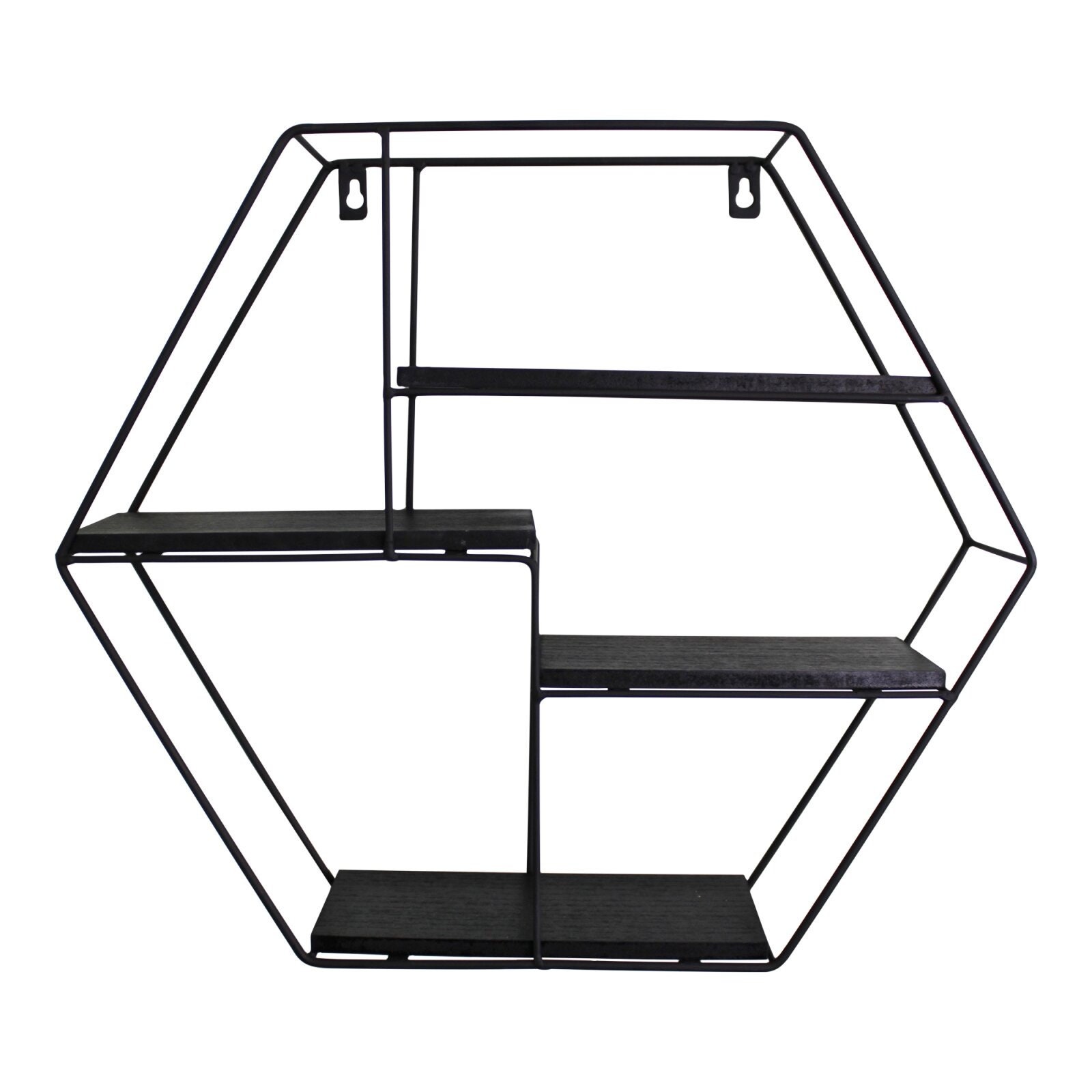 Quirky Hexagonal Wall Shelf in Black Metal with 4 Shelves Etsy