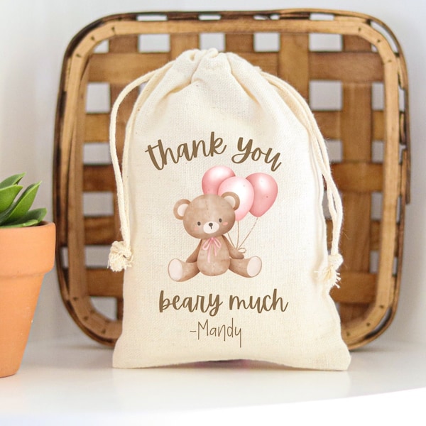 Bear Themed Baby Shower Favor Bag for Baby Shower Thank You Beary Much Personalized Favor Baby Shower We Can Bearly Wait Themed Shower