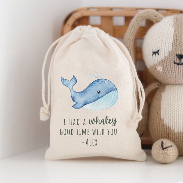 Whale Birthday Party Favor Bag Kids Party Favor Under the Sea Themed Birthday Drawstring Goodie Bag for Kids Birthday Favors Personalized
