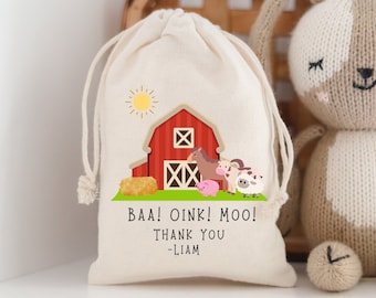 Farm Birthday Party Favor Bag Kids Party Favor Drawsting Goodie Bag for Kids Birthday Favors Personalized