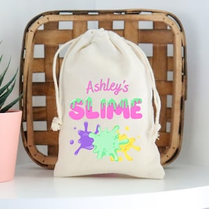 Slime Birthday Party Favor Bag Kids Party Favor Drawsting Goodie Bag for Kids Birthday Favors Personalized Slime Bag