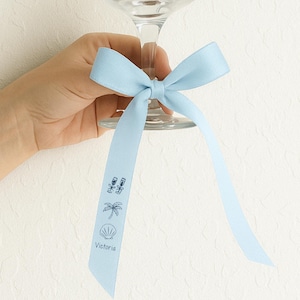 Personalized Bachelorette Drink Tag: Coastal Ribbon Name Tag Party Favor