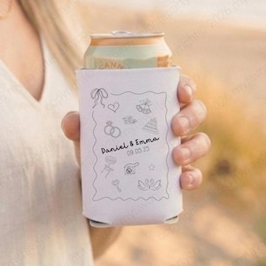 Recuerdos para la recepción de boda - Recuerdos personalizados para los invitados - Enfriadores de latas para los novios