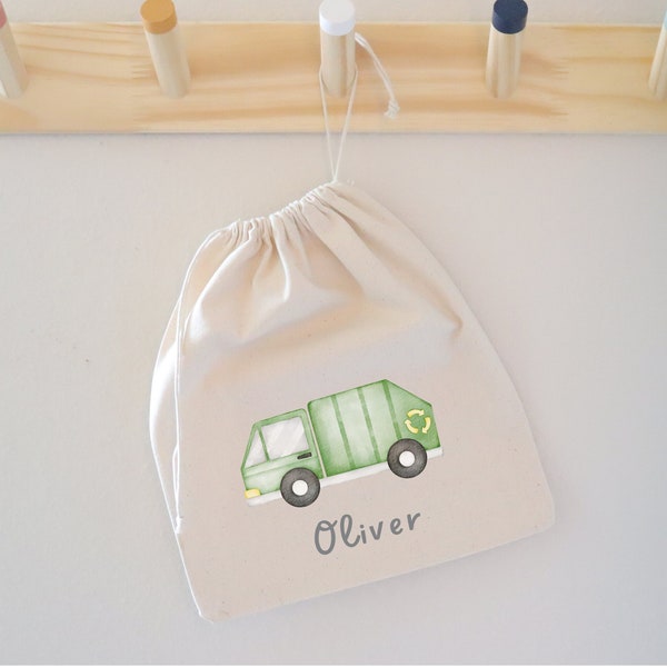 Garbage Truck Birthday Party Favor Bag | Drawstring Gift Bag | Kids Party Favors| Customized Goodie Bag |