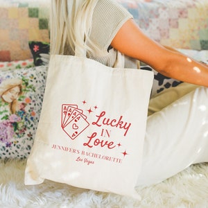 Lucky in Love Bachelorette Party Favor Bags for Bridesmaids Bachelorette Tote Bag Personalized Las Vegas Bachelorette Favor Tote