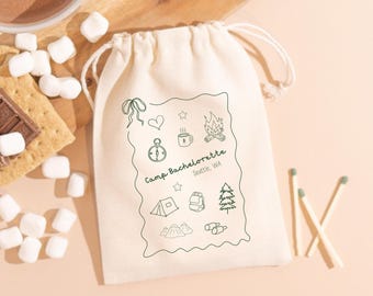 Camp Bachelorette Hangover Bags - Bachelorette Party Favors - Doodle Camping Weekend Recovery Kit Bag