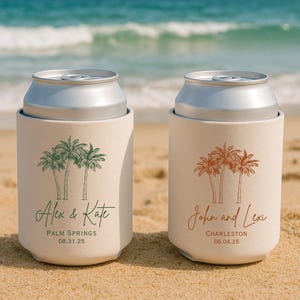Beach Wedding Can Coolers: Coastal Wedding Favors