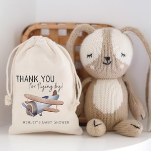 Airplane Baby Shower Favor: Personalized Thank You Drawstring Bag