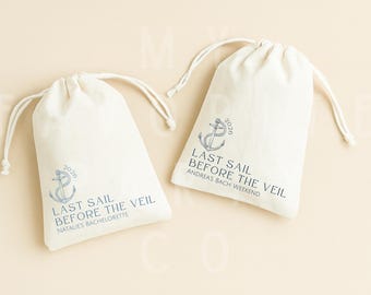 Last Sail Before The Veil Hangover Bags - Bachelorette Party Favors - Coastal Bach Weekend Recovery Kit