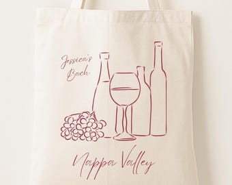 Napa Valley Bachelorette Tote: Wine Tasting Party Favor Bag
