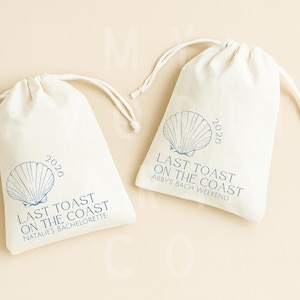 Last Toast on the Coast Hangover Bags - Bachelorette Party Favors - Coastal Recovery Kit Bag image 1