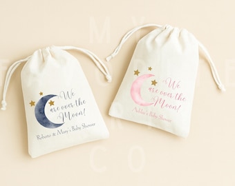 Over the Moon Baby Shower Favor Bag: Personalized Moon Theme