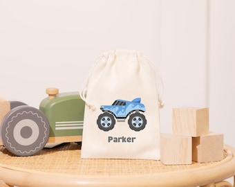 Personalized Monster Truck Bags - Kids Favor Bags - Boys Birthday Party Decor