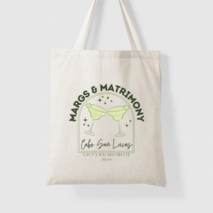 Margs and Matrimony Bachelorette Tote for Bachelorette Party Favor Bags Margarita and Matrimony Bach Party Favor Bag for Bridesmaids