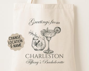 Charleston Bachelorette Party Favor Bag: Personalized Bridesmaid Tote