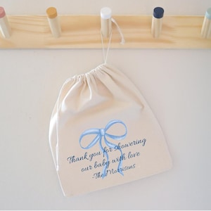 Blue Bow Shower Bag - Baby Shower Bags - Coquette Themed Favors for Its a Boy Sprinkle image 1