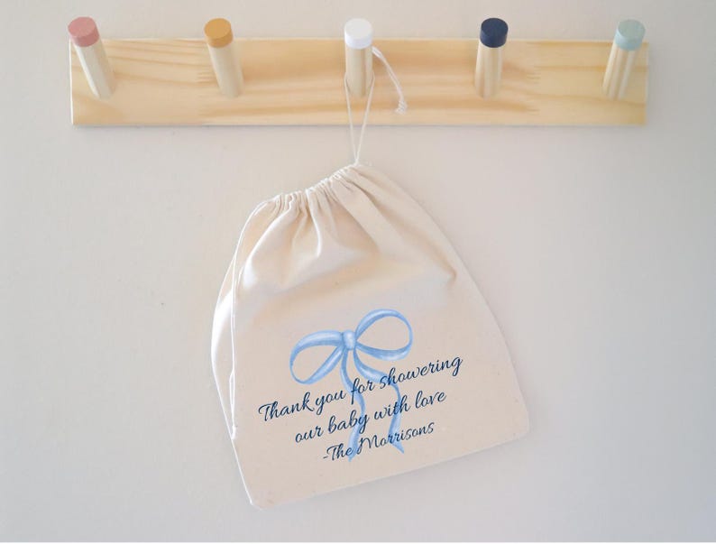 Blue Bow Shower Bag - Baby Shower Bags - Coquette Themed Favors for Its a Boy Sprinkle image 1