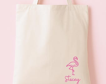 fourre-tout de plage pour célibataire | Dernier cadeau Flamingle | Sac flamant rose personnalisé pour Miami ou Tulum