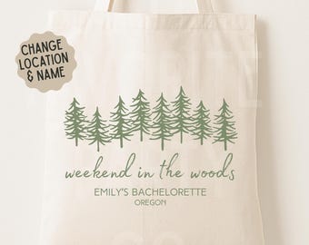 Camp Bachelorette Party Favor Tote Bag: Weekend in the Woods