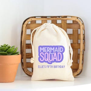 Personalized Mermaid Squad Favor Bag: Kids Birthday Party Goodie Bag