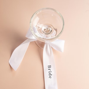 Custom Stain Ribbon Name Tag – Wedding or Bachelorette Wine Glass Favor