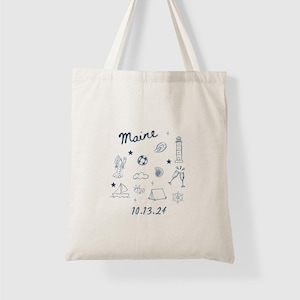Maine Doodle Wedding Tote Bag for Destination Wedding Welcome Guest Bags for Maine Wedding Guest Favor for Wedding Tote Bag Custom