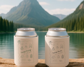 Camp Bachelorette Can Cooler - Bachelorette Party Favor - Mountain Bach Coolers