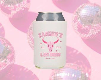 Last Rodeo Can Cooler - Personalized Bachelorette Can Coolers - Disco Cowgirl Party Favors