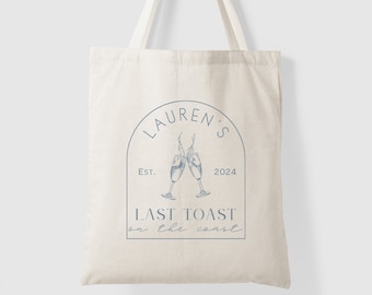 Last Toast on the Coast Bachelorette Tote for Coastal Granny Bach Party Favor Bag for Bridesmaids Beach Tote Bachelorette Party Favor Bags