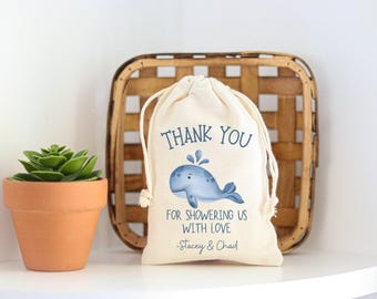 Whale Baby Shower Favor Bag: Personalized Under the Sea Theme