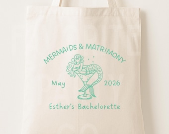 Mermaids and Matrimony Tote - Mermaid Bachelorette Party Favor
