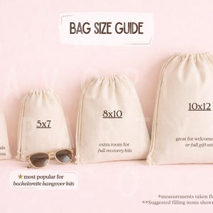a collection of bags and accessories, including a mini essentials bag, a 5x7 bag, a 10x12 bag, and a mini essentials bag, along with a pair of sunglasses and a water bottle.