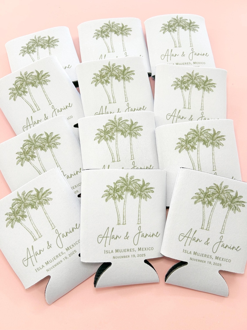 Beach Wedding Can Coolers: Coastal Wedding Favors image 3