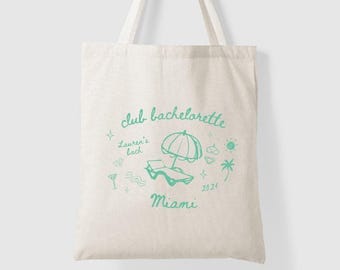 Miami Party Tote - Bachelorette Tote Bags - Personalized Club Weekend Gift For Bride & Friends