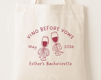 Bolso de mano Vino Before Vows - Bolso de mano para despedida de soltera con temática de vino - Regalo para damas de honor para el fin de semana de despedida de soltera