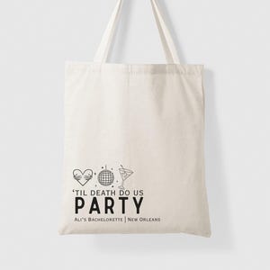 Personalized Bachelorette Party Tote Bag: Til Death Do Us Party