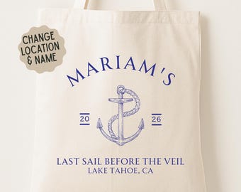 Last Sail Before The Veil Bachelorette Party Favor - Nautical Bach Weekend Tote Bags