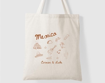Bolsa de regalo con destino a México - Bolsas de bienvenida para bodas - Regalo tropical para invitados
