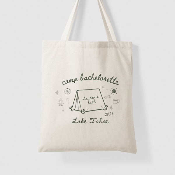 Camp Bachelorette Hand Drawn Tote for Camp Bachelorette Party Favor Bag for Bridesmaids Camping Tote Bachelorette Party Favor Bags