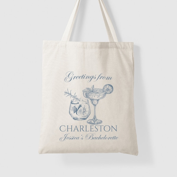 Charleston Bachelorette Party Favor Bags for Bridesmaids Bachelorette Tote Bag Personalized Bachelorette Favor Bag Charleston Tote