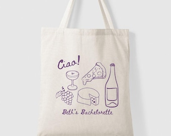 Personalized Italy Tote - Bachelorette Tote Bag - Italian Themed Bach Party Weekend Favor